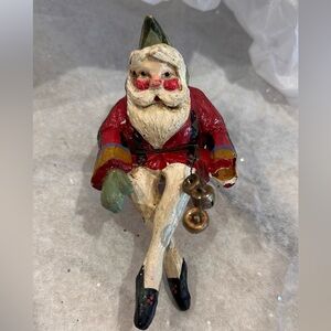 House Of Hatten Santa Elf Shelf with bells Christmas Ornament vintage 1989